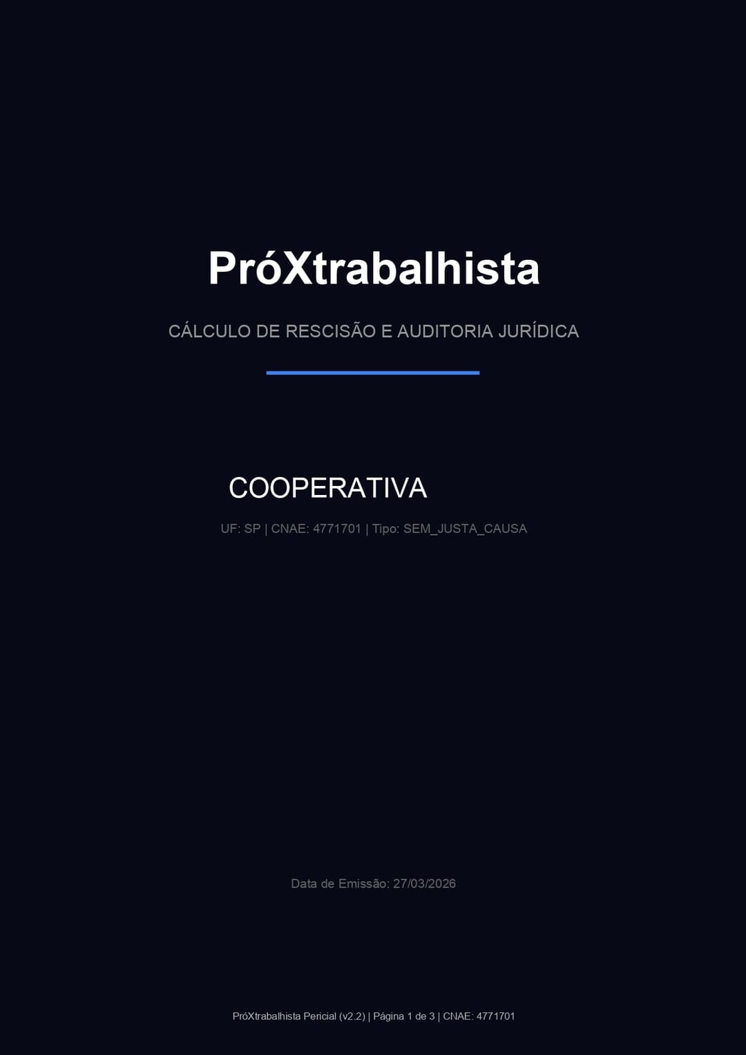 Página Demonstrativa do Relatório 1